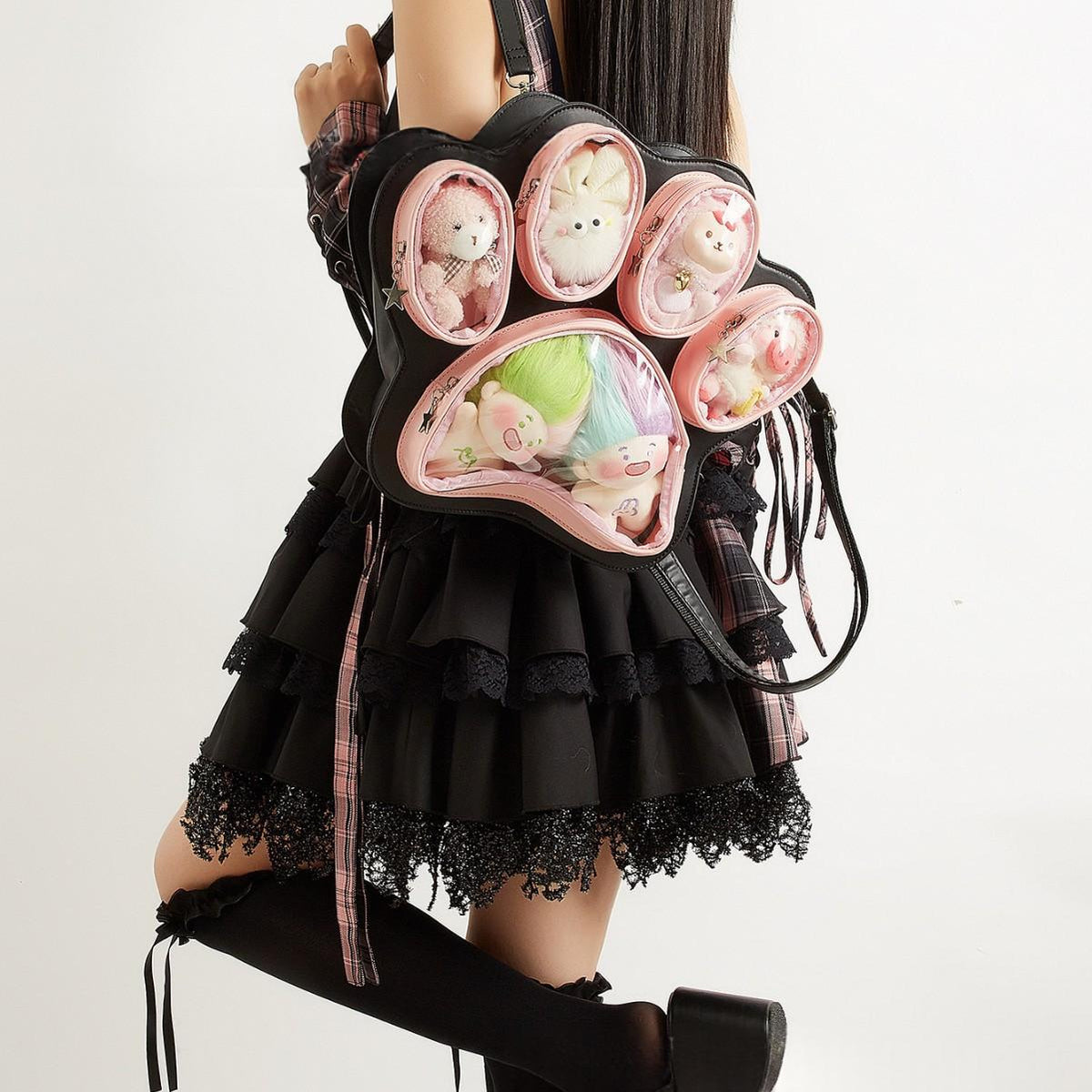 Mignon sac à douleur de grande capacité pour les filles avec un design multicouche Cat-claw