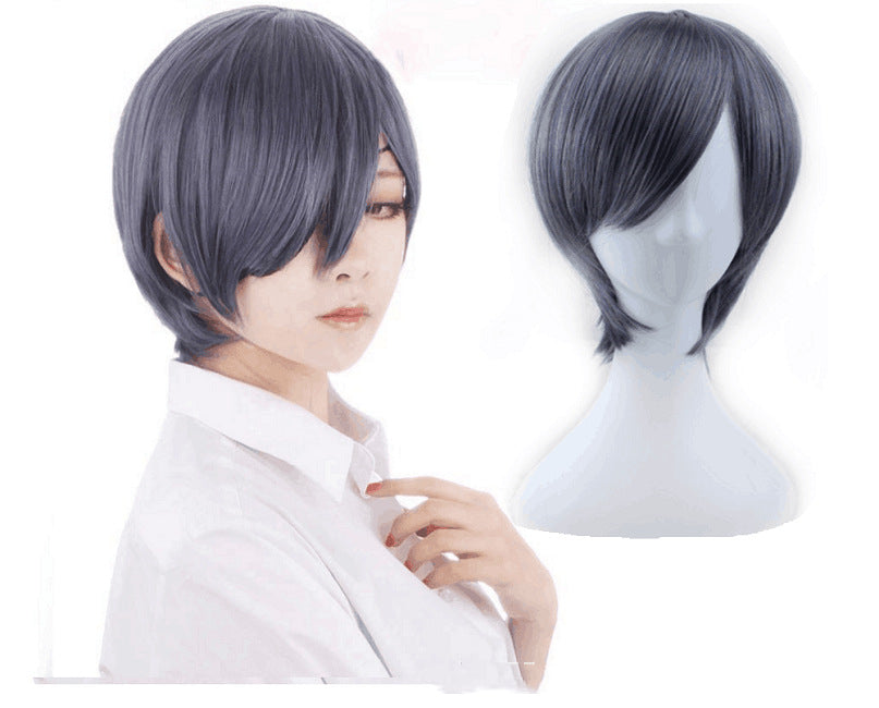 Perruque pour hommes gris couleur mixte cheveux courts