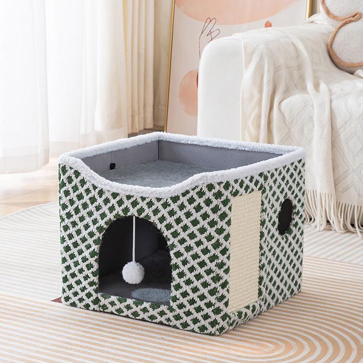 Lit de chat pliable avec peluche douce pour la chaleur