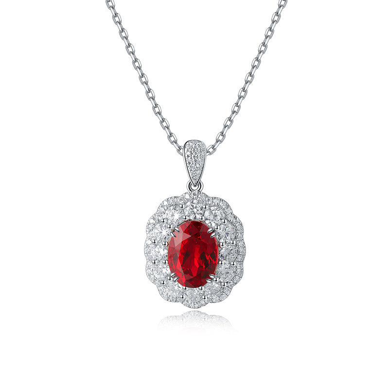 S925 Argent 5.2g Collier Ruby créé en laboratoire