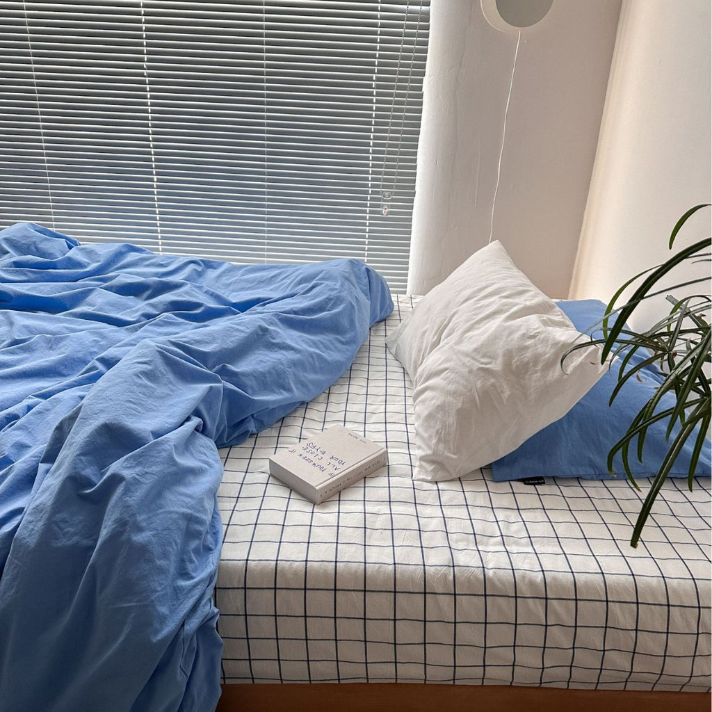 Autumn/Winter Washed Cotton Solid Color Four-Piece Duvet Cover Set