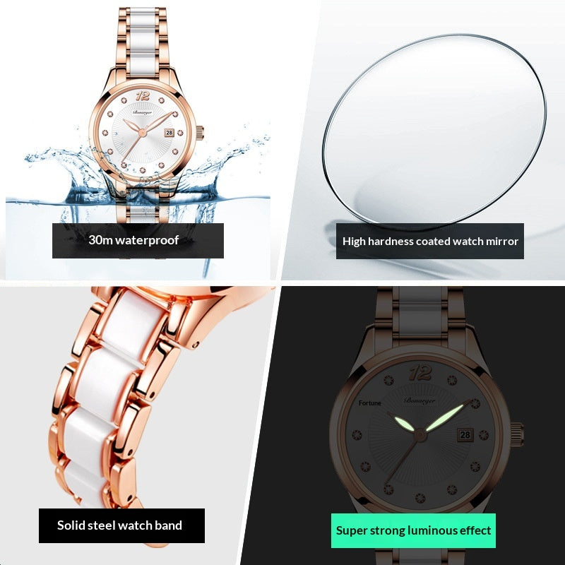 Meilleures ventes Femmes Montres Un élégant garde-temps en céramique résistant à l'eau avec un minimaliste De