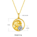 S925 Argent Sterling plaqué or 1ct Moissanite Chinois Zodiaque Pendentif Collier 5.2g Benmi