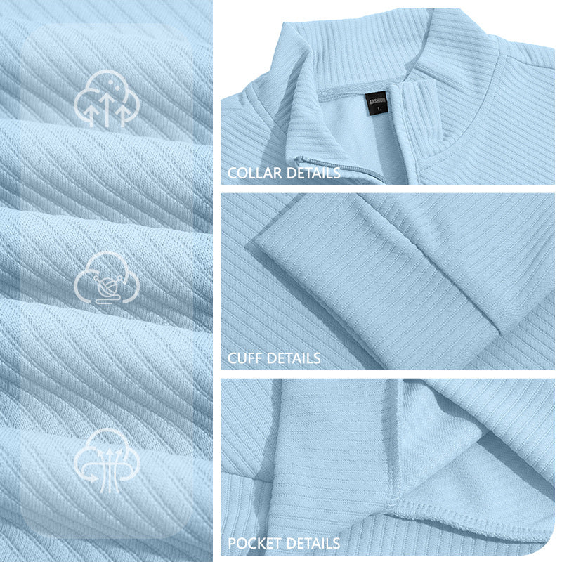 Chemise à manches longues à manches longues pour hommes demi-zip