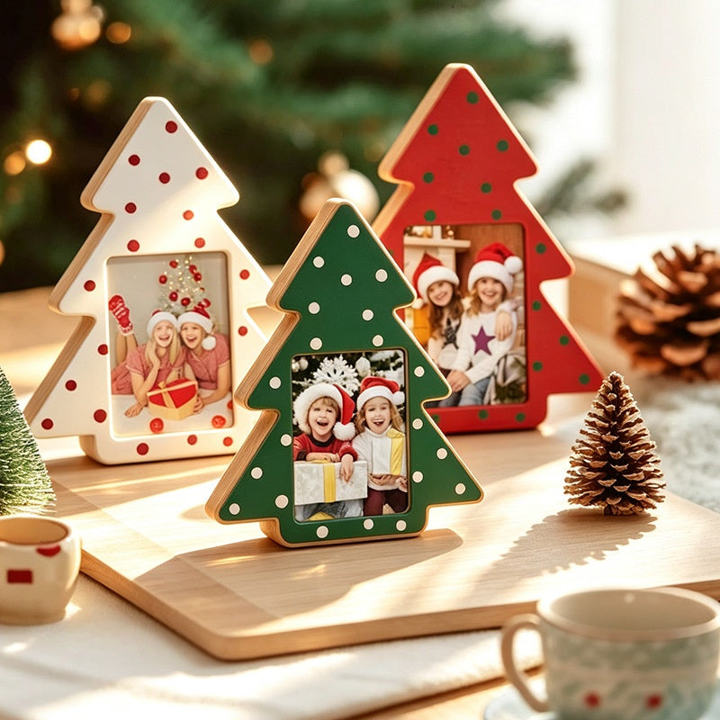 Pendentif en bois de cadre photo arbre de Noël