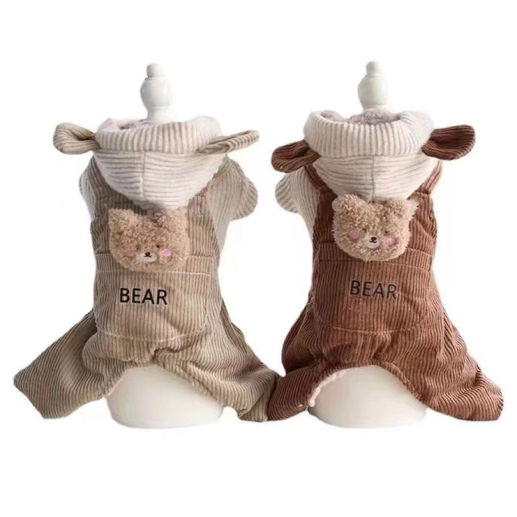 Chien-chien polaire Style épais Lait Coffee Bear Costume à quatre pattes
