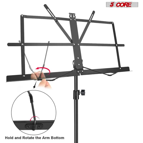 5 Core Music Stand Ajustable Desktop Book Stands Portable Sheet Holder Tous métalliques pliables