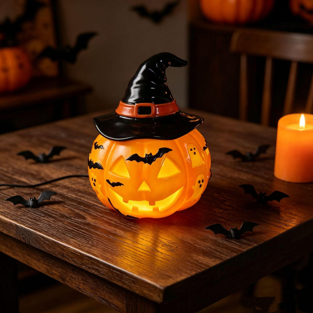 Lampe de table de citrouille Ghost Bat Glowing d'Halloween