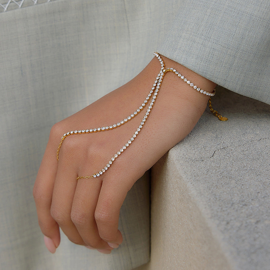 Bracelet de verrouillage en Strass en acier inoxydable de style américain