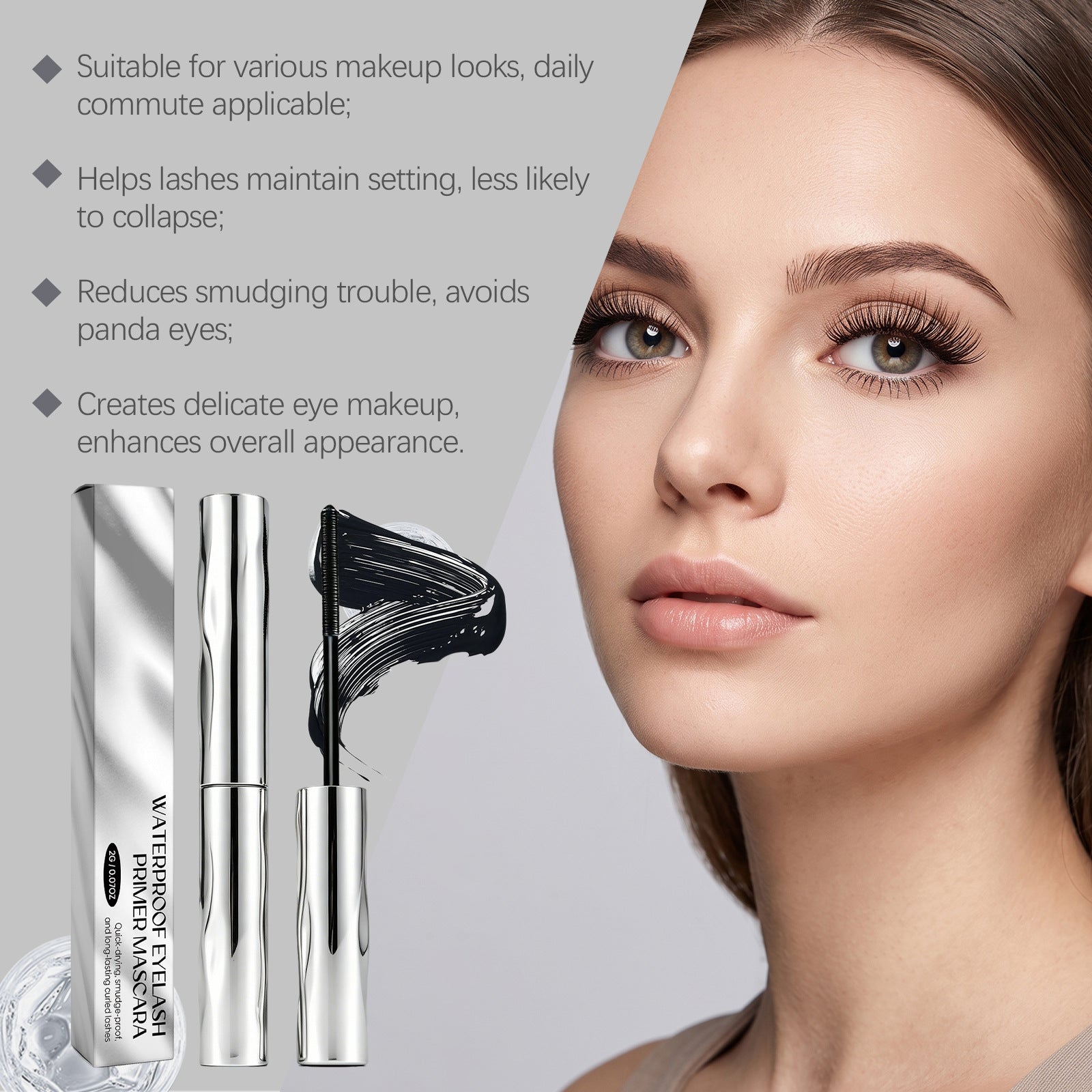 Mascara noir de curling imperméable avec une texture naturelle légère