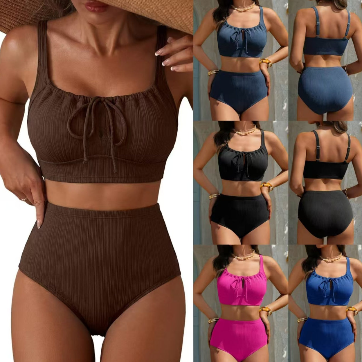 Ensemble de maillots de bain Hollow-out taille haute