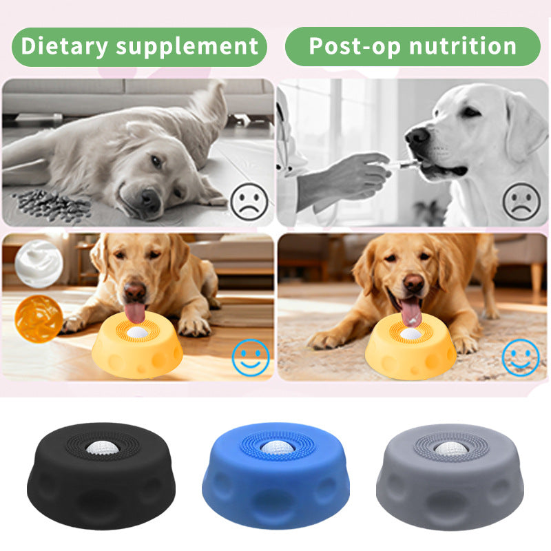 Dog liquide Lick Bow Dog Slow-Feeding Plate Non-dérapant Spheric Pet Licking Bow