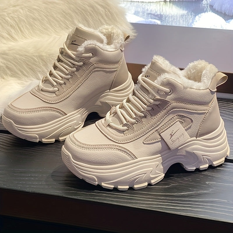Chaussures de coton chaud casual sport haut de gamme, doublées de polaires femmes