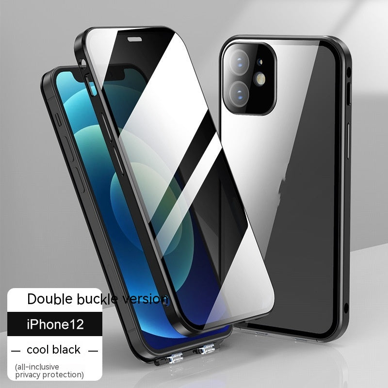 Cas de téléphone applicable Double-face Buckle Glass Privacy