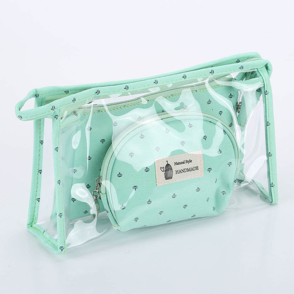 Set transparent de sac de voyage cosmétique trois-pièces