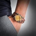 Vintage bracelet en cuir montre pour les femmes multi-couche tressé