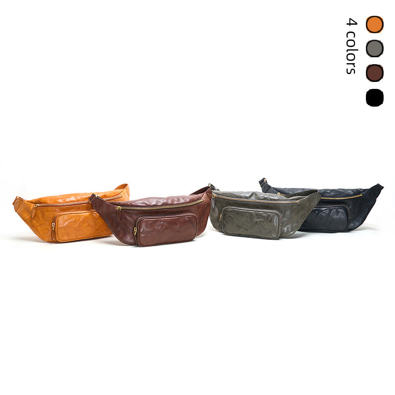 Sac croisé Cowhide de première rangée rétro