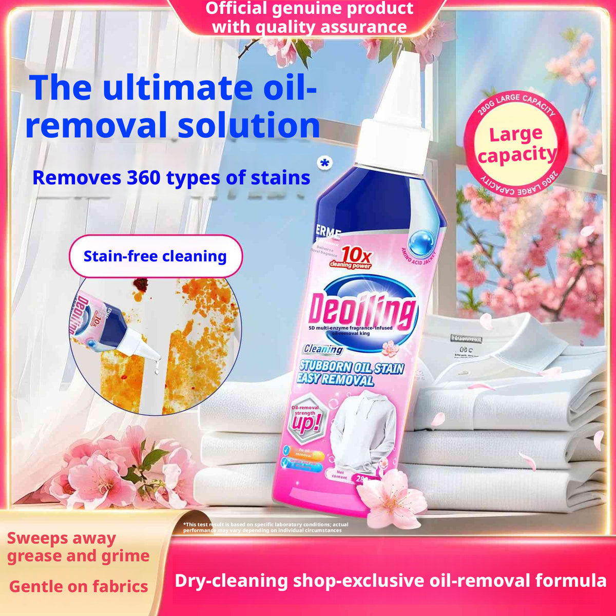 5D Multi-Enzyme Clothing Degreaser and Fragrance Agent - 280ml - 1 Bottle