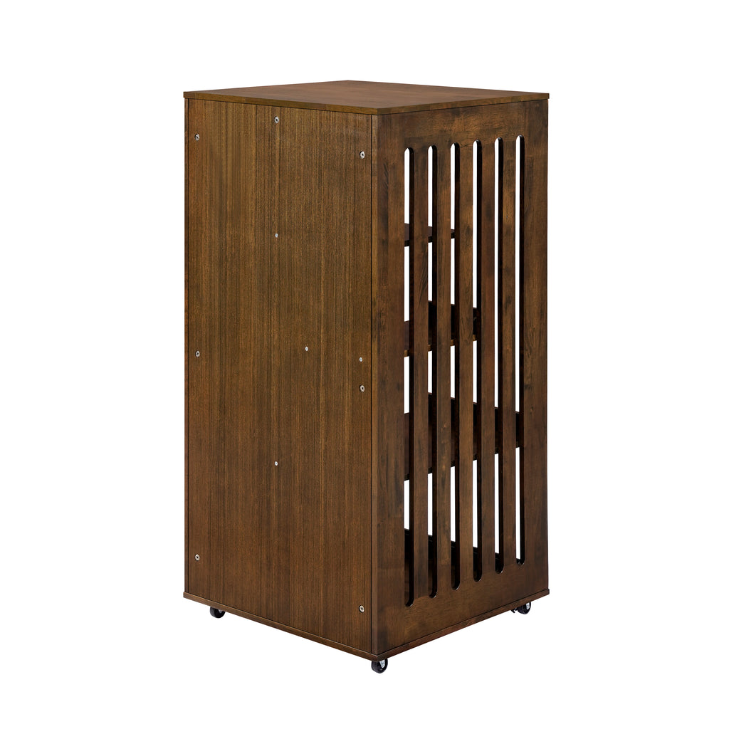 Armoire de chat en bois de caoutchouc intérieur Basia avec roues