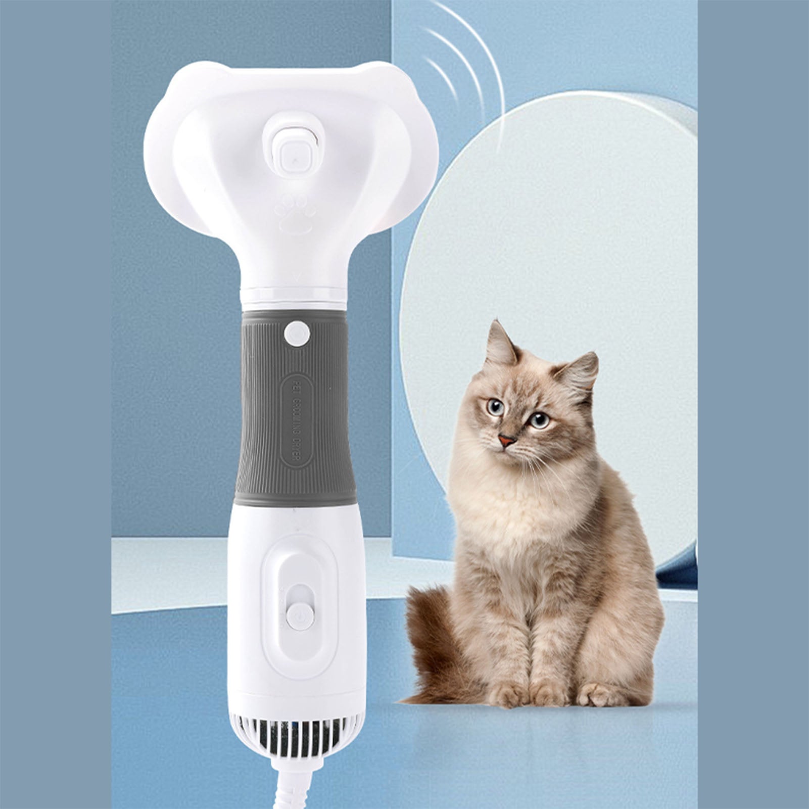 Sèche-cheveux pour animaux de compagnie avec brosse slicker faible bruit 600W 3 température réglable 3 en 1