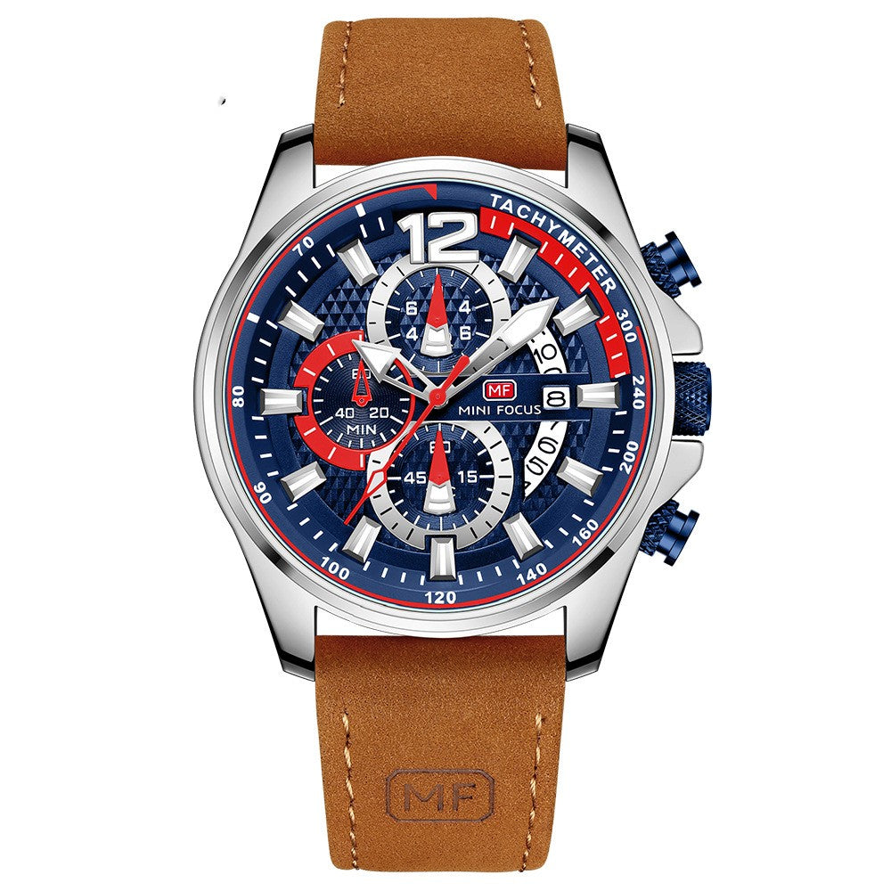 Multifonctionnel Sports imperméable hommes montre Crazy Horse Ceinture