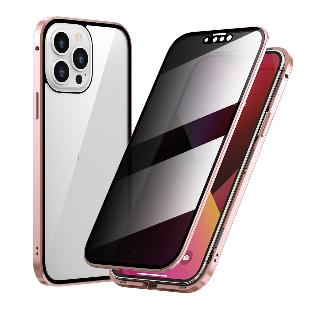 Protection de la vie privée Magneto Phone Case Double face métal cadre