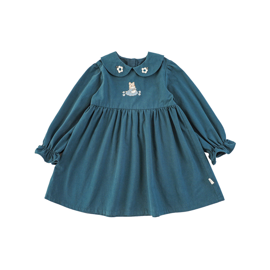 Robe de lapin brodée à manches longues en coton pur