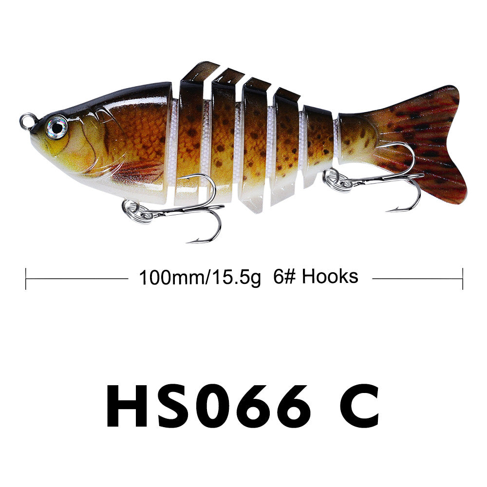 10cm Lure Baignoire de pêche en plastique Bâton dur Poisson multi-sections avec 7 segments