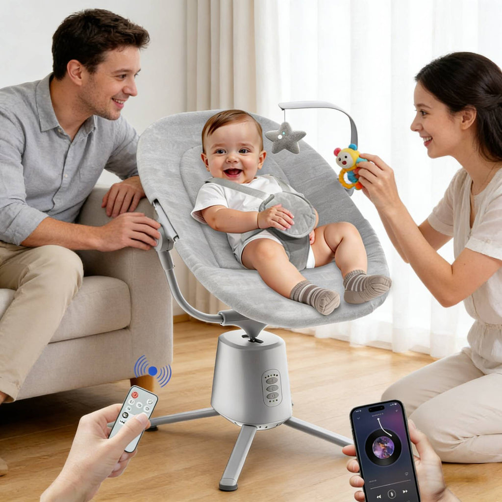 Baby Swing, Baby Swings pour bébés avec 3 modes et 5 vitesses BT Activé App & Télécommande