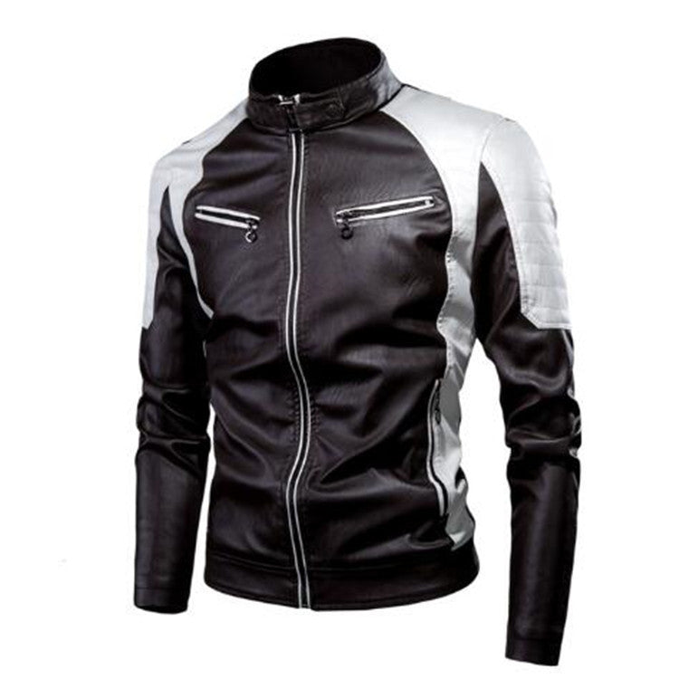 AutomneHiver Casual Biker-Style Patchwork Veste en cuir
