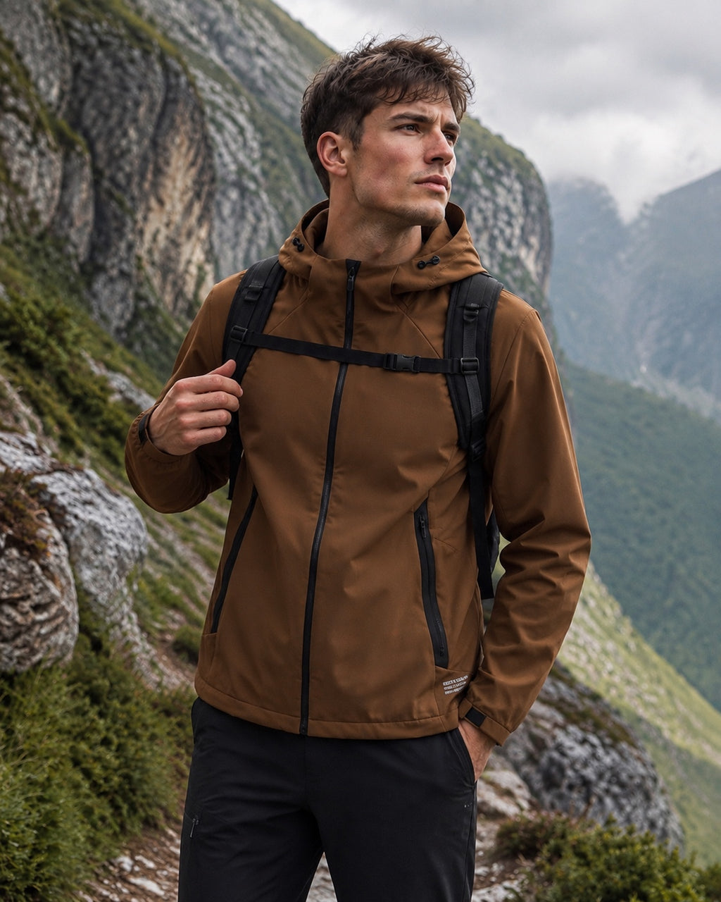 Veste à capuche imperméable à l'eau pour hommes