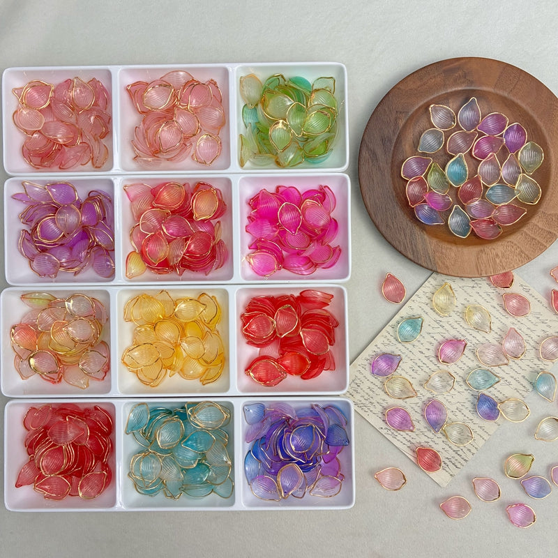 Charms de feuille en acrylique translucide à deux tons