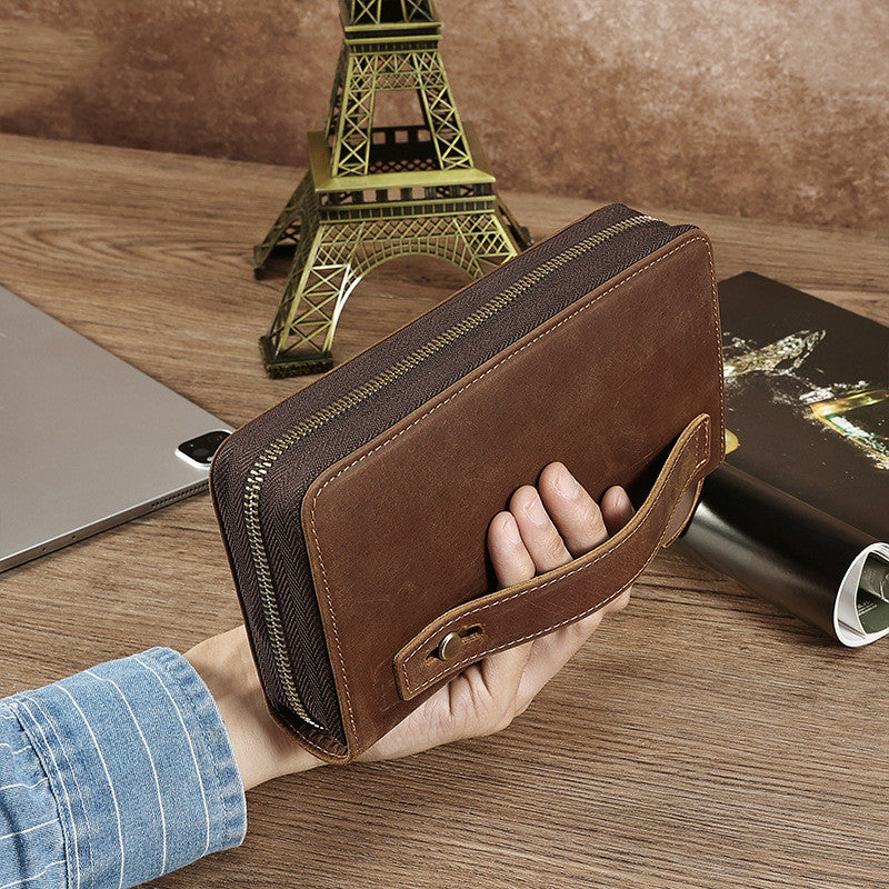 Portefeuille en cuir véritable long pour hommes