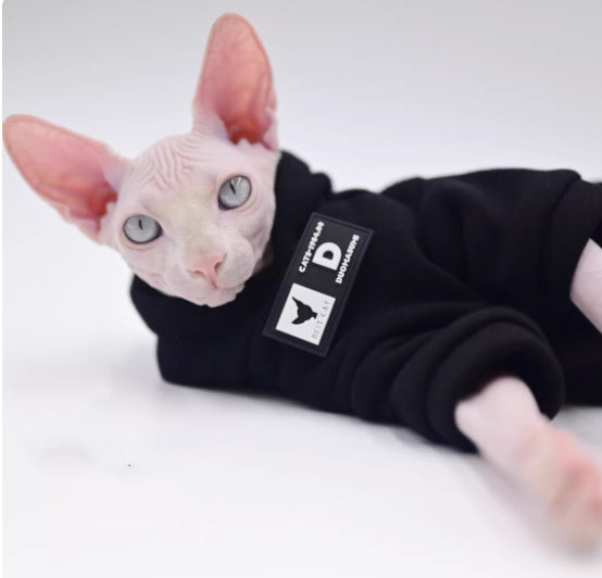 Chandail d'hiver de style street pour chats sans cheveux doux Sphynx Vêtements de chat