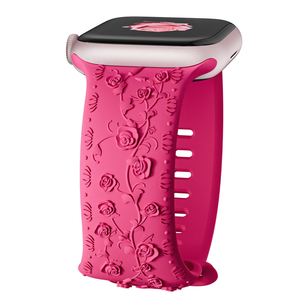 Bracelet de montre en silicone rose embossé