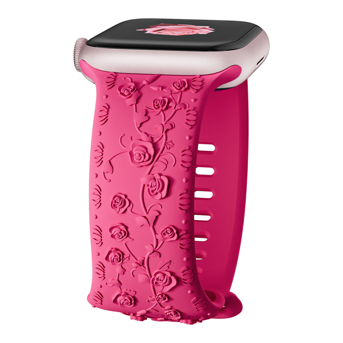 Bracelet de montre en silicone rose embossé