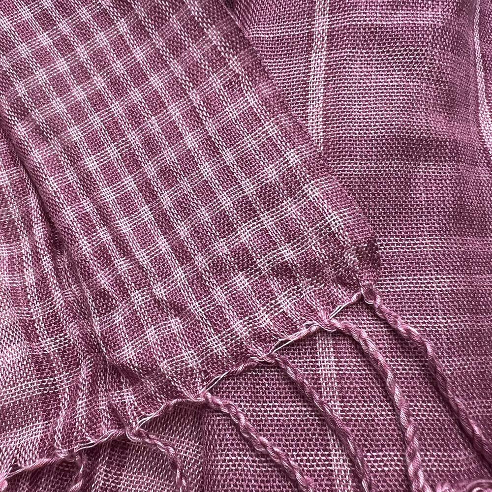 2pcs Block couleur brillante Fuchsia Yarn-Dyed écharpe