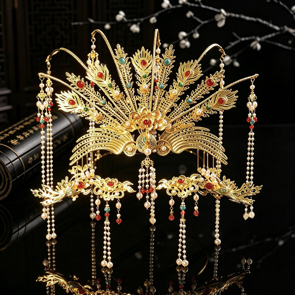 Hanfu mariage coiffure nuptiale mariage cheveux couronne ornement