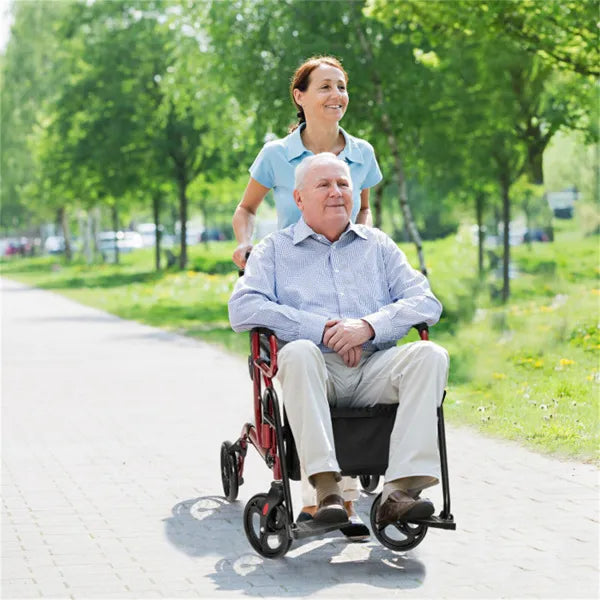 2-en-1 Walker roulant et fauteuil roulant : Réglage de la hauteur de 6 positions (34"-39")