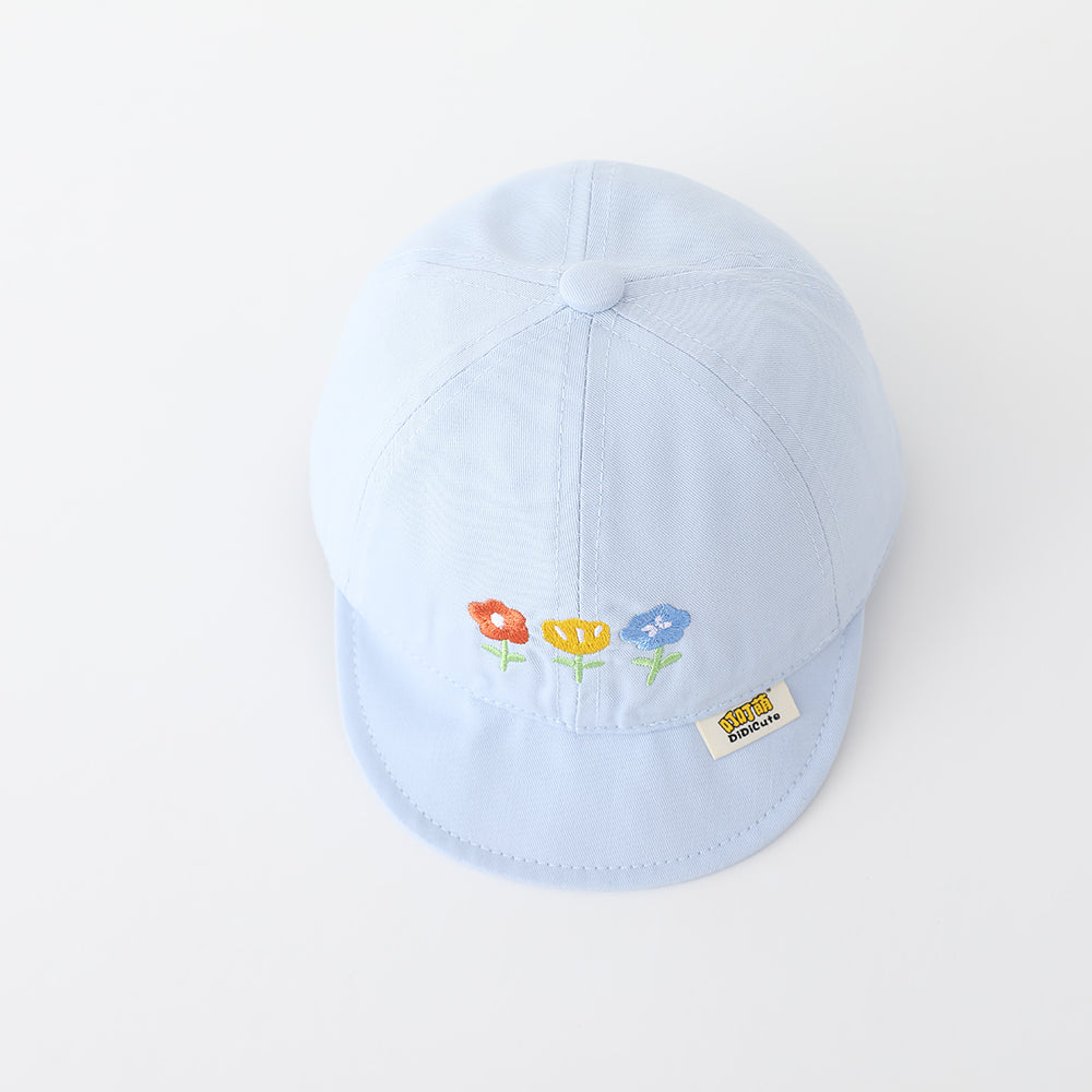 Enfants Solid-colore Trois fleurs brodées Ajustable Simple et Trendy Soft-brim Bas