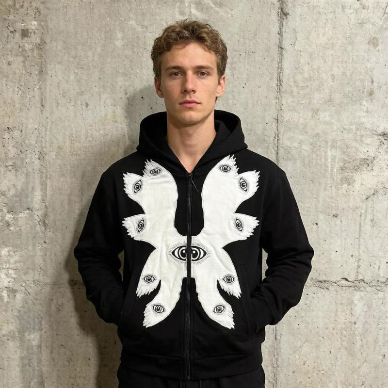 Sweatshirt à capuche à capuche avec veste imprimée à l'œil