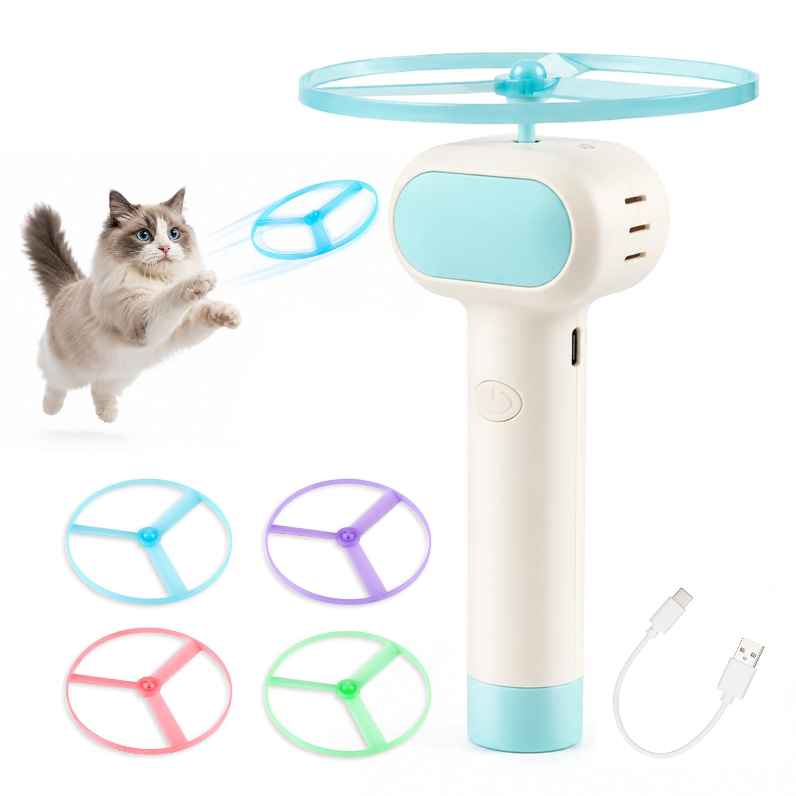 Jouet de récupération de chat avec lanceur de disque volant