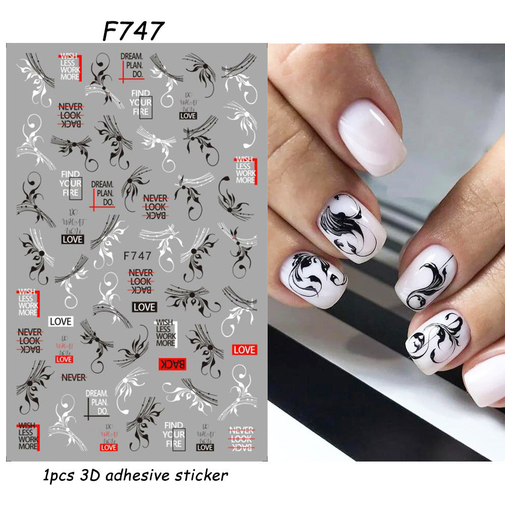 Stickers Adhésif Art des ongles style Instagram Black and White Butterfly Punk Vibe