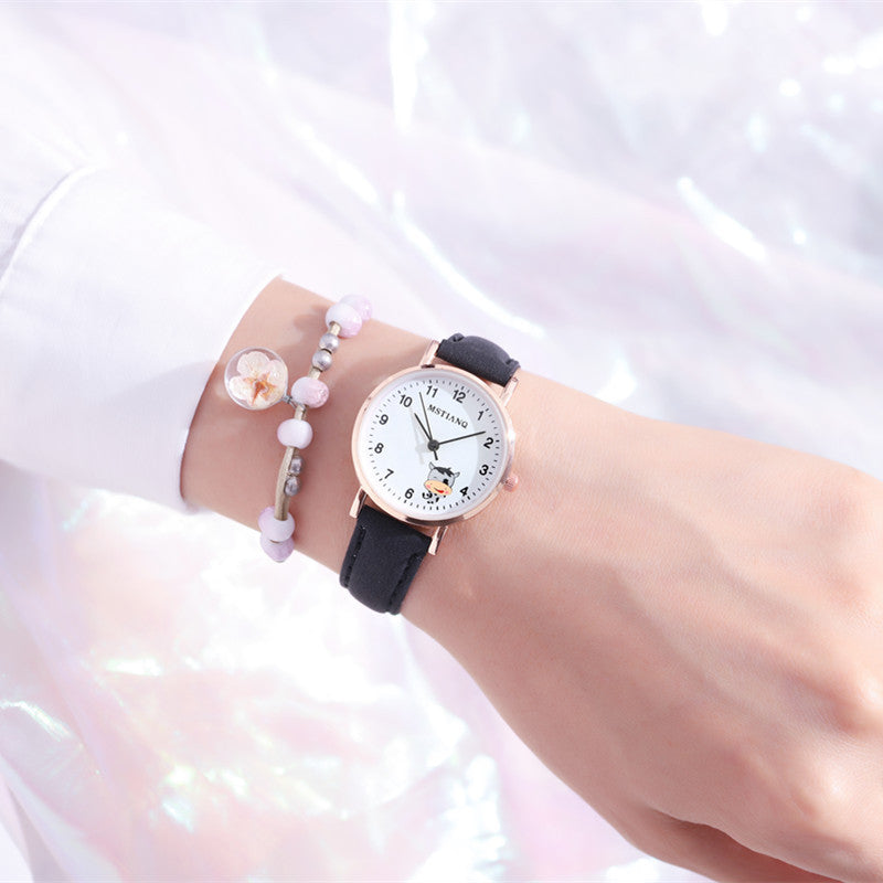 Imperméable Coréen mignons petites amies Pointer Cartoon Montre électronique Quartz