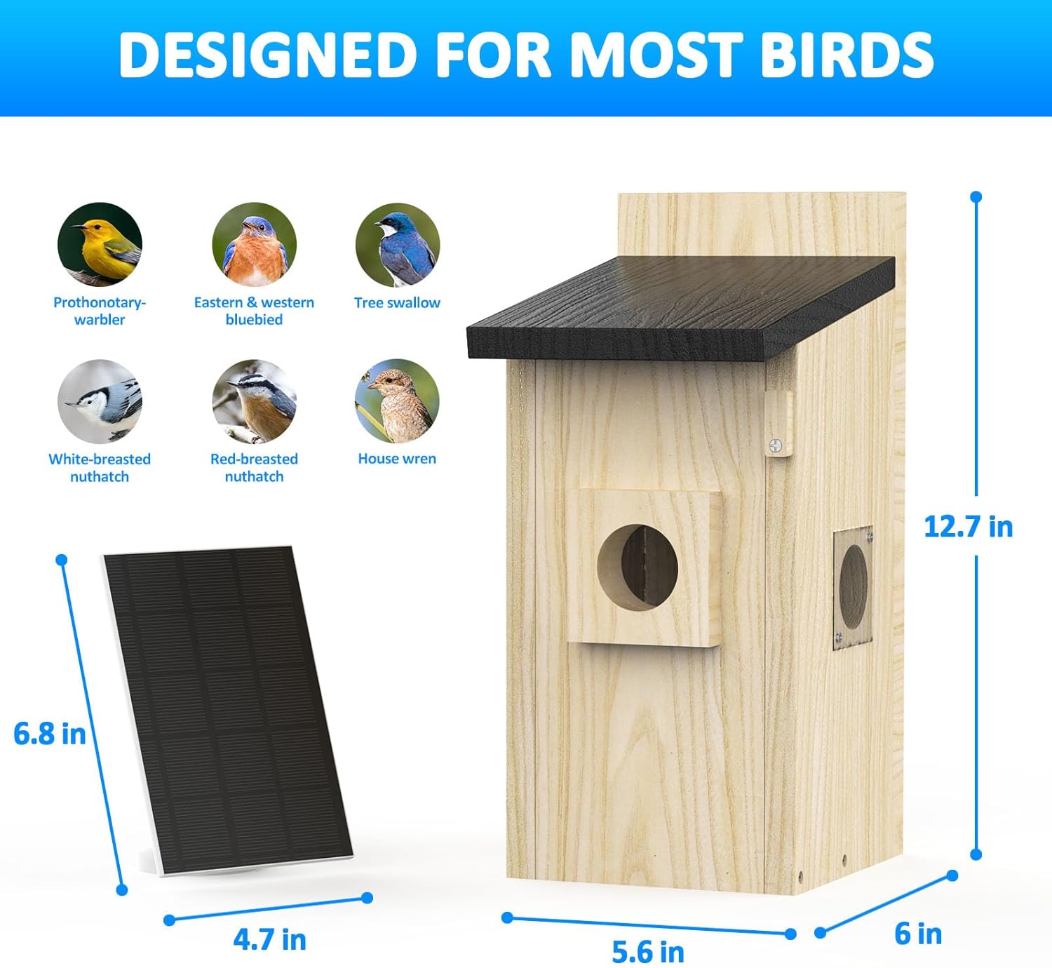 Maisons d'oiseaux intelligentes pour l'extérieur solaire alimenté