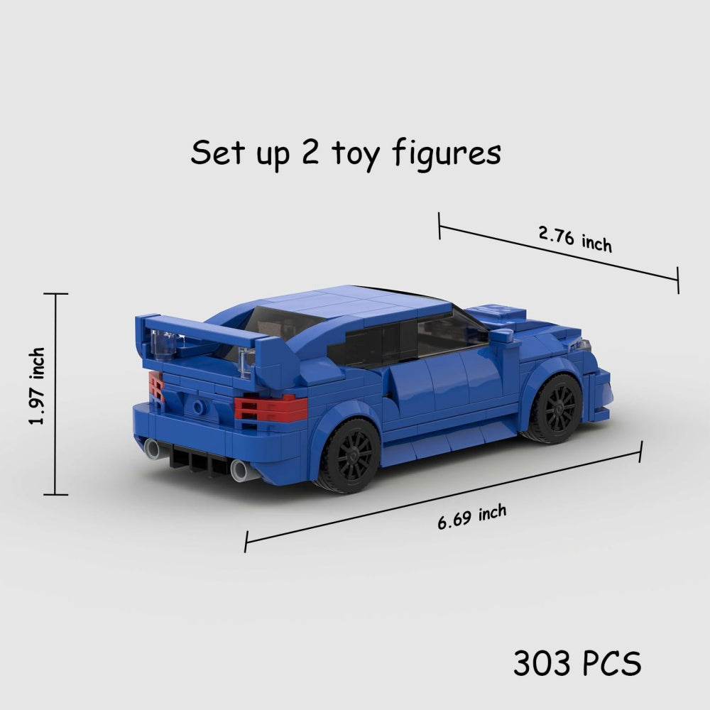 303PCS Blue JDM Rally Car Building Blocks