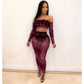 Mode Sexy See-through Mesh Sequins Tassel Ensemble deux pièces