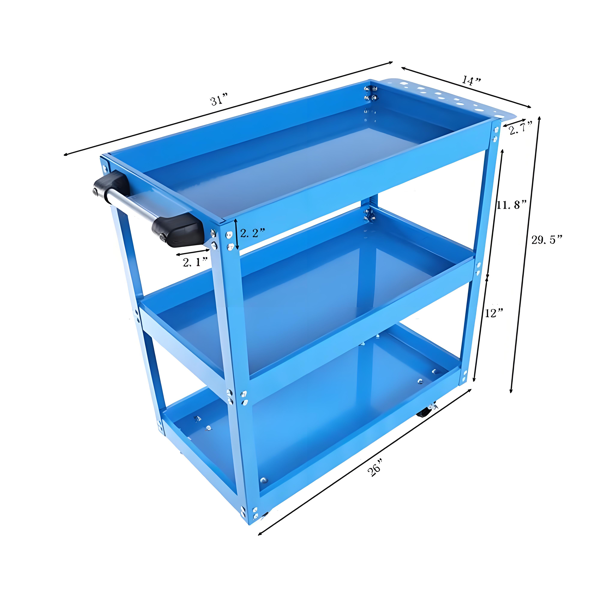 Mettre à jour le chariot à outils à rouleaux de 3 étages avec verrouillable Roues