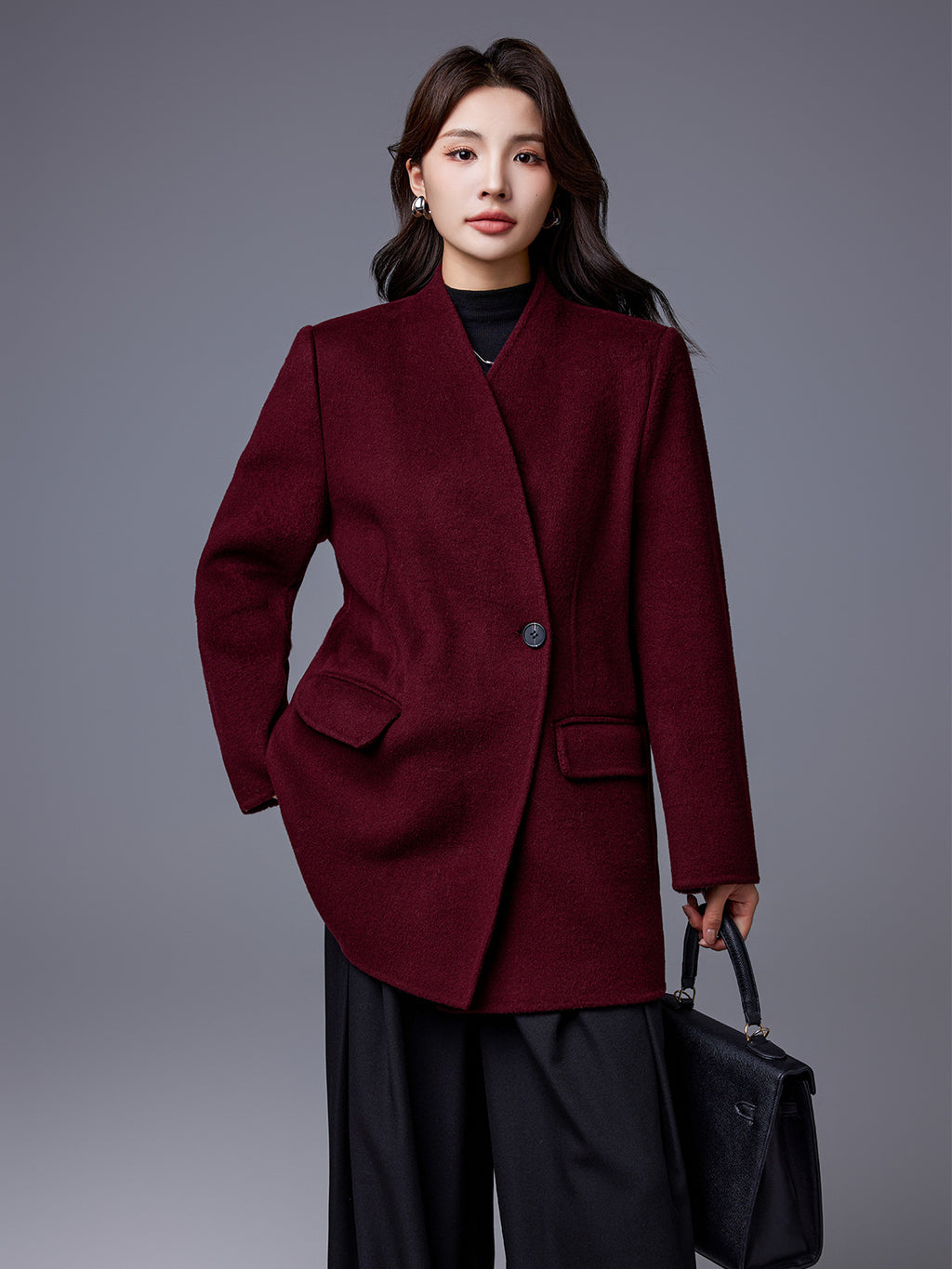 Manteau court en laine de style vintage pour femmes