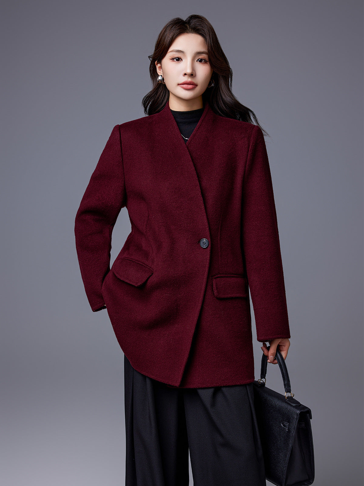 Manteau court en laine de style vintage pour femmes